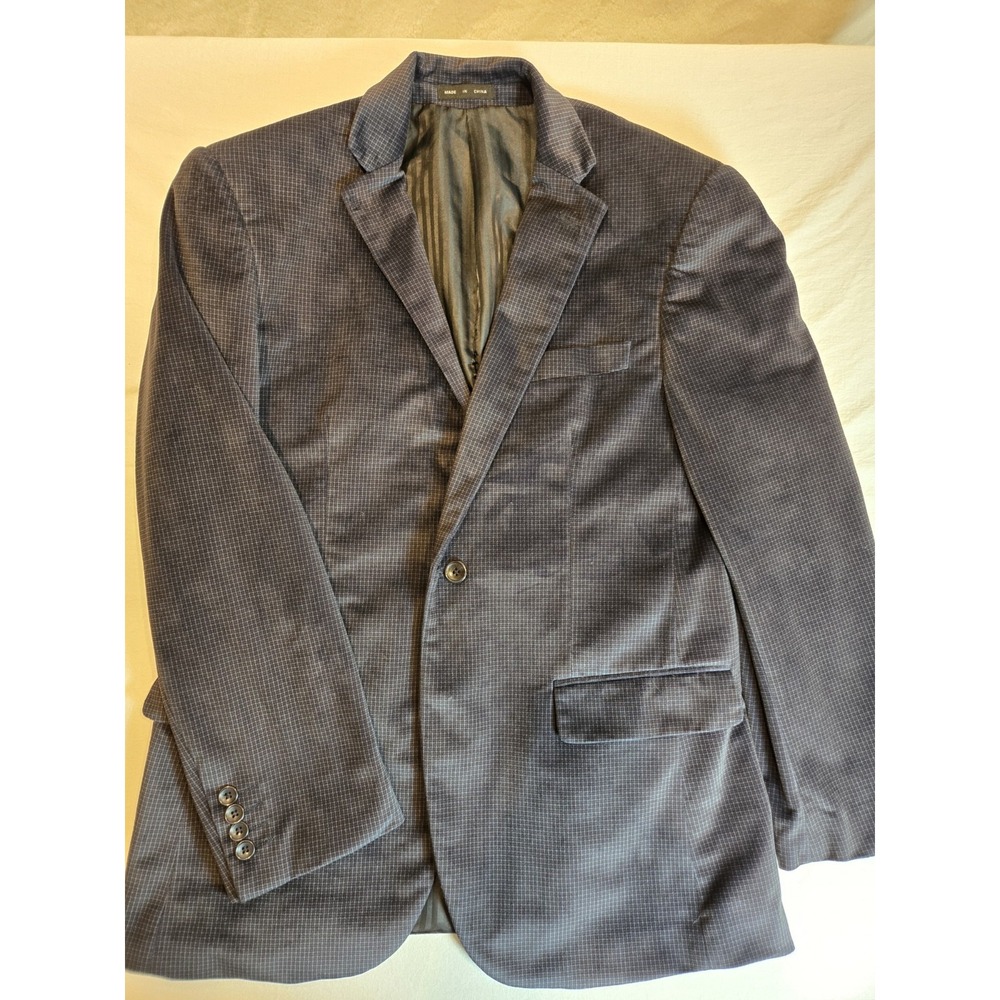 Bachrach Men's Sport Coat/Suit Jacket Dark‎ Blue Square Print Size 38R